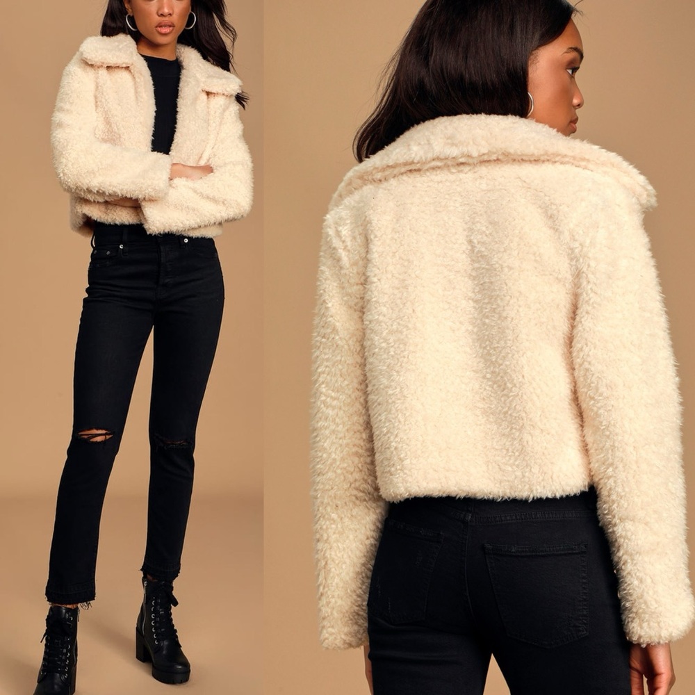 LULUS So In Love With You Ivory Teddy Girlie Core Boho Jacket S